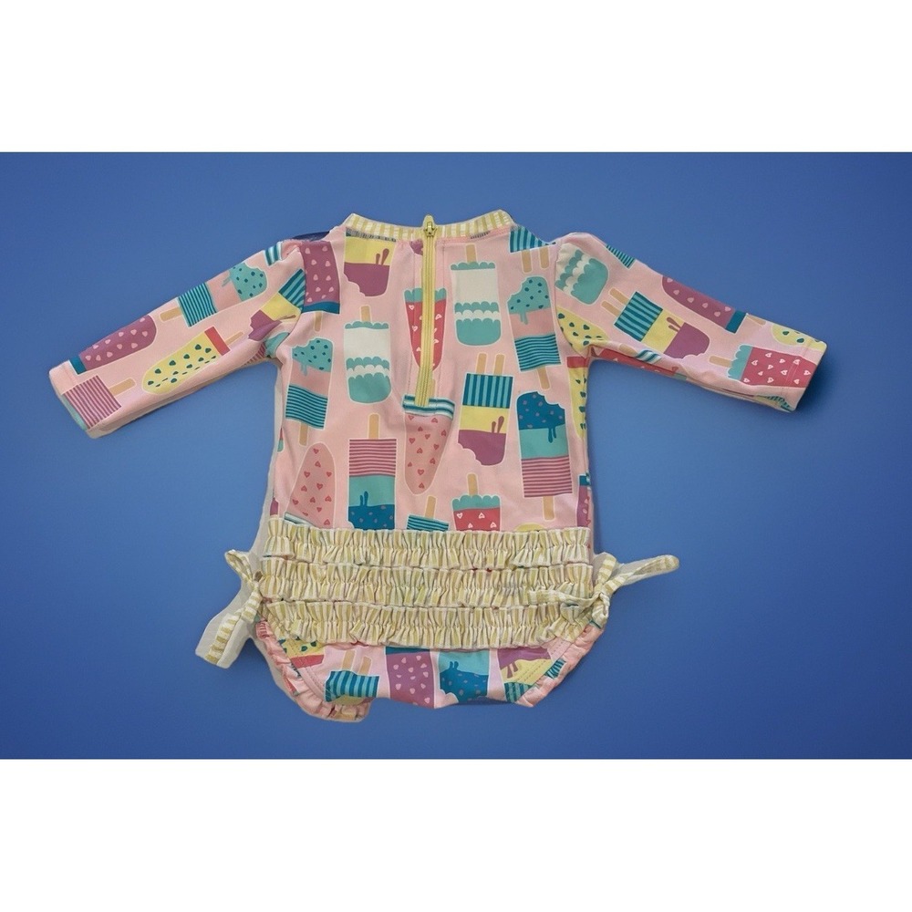 RuffleButts Baby Girls UPF 50+ Sun Protection 3/6 Months, Ice Cream Social